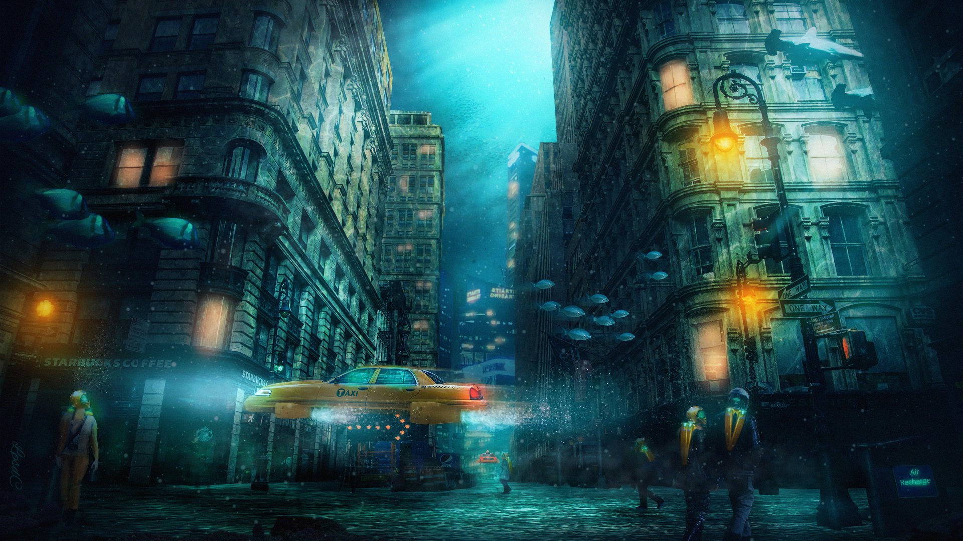 Download Building Underwater Taxi Sci Fi City Sci Fi City 4k Ultra HD Wallpaper by lpsdc
