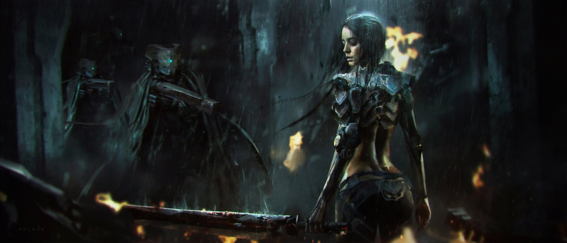 Download Sword Woman Warrior Sci Fi Cyborg HD Wallpaper by Juan Pablo Roldan