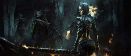 sword woman warrior Sci Fi cyborg HD Desktop Wallpaper | Background Image