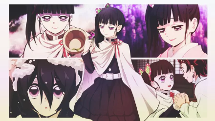 HD wallpaper featuring Kanao Tsuyuri from the anime **Demon Slayer: Kimetsu no Yaiba**. The collage captures various moments of her character in different scenes.