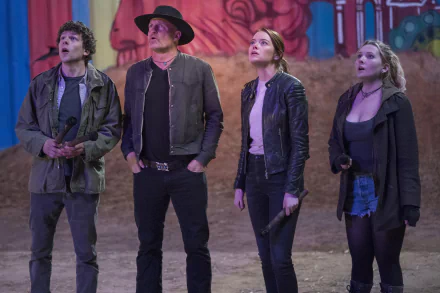 Abigail Breslin Emma Stone Woody Harrelson Jesse Eisenberg movie Zombieland: Double Tap HD Desktop Wallpaper | Background Image