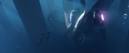 4K Ultra HD anime wallpaper featuring Palkia from Pokémon, depicted in a deep, mysterious underwater scene with glowing highlights and dark blue tones.