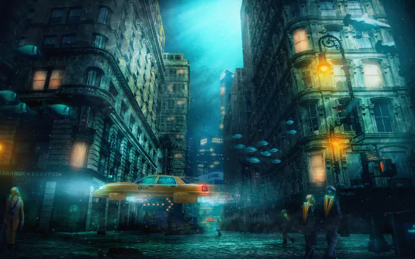 building underwater taxi Sci Fi city sci fi city HD Desktop Wallpaper | Background Image