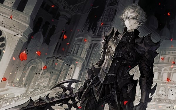 Anime Original Armor Sword Grey Eyes Grey Hair HD Wallpaper | Background Image