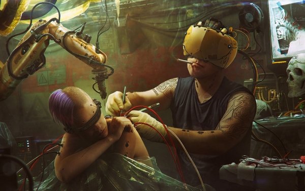 Sci Fi Cyberpunk Tattoo Futuristic Smoking HD Wallpaper | Background Image