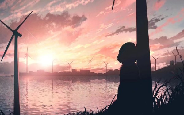 Anime Original Sunset Water HD Wallpaper | Background Image