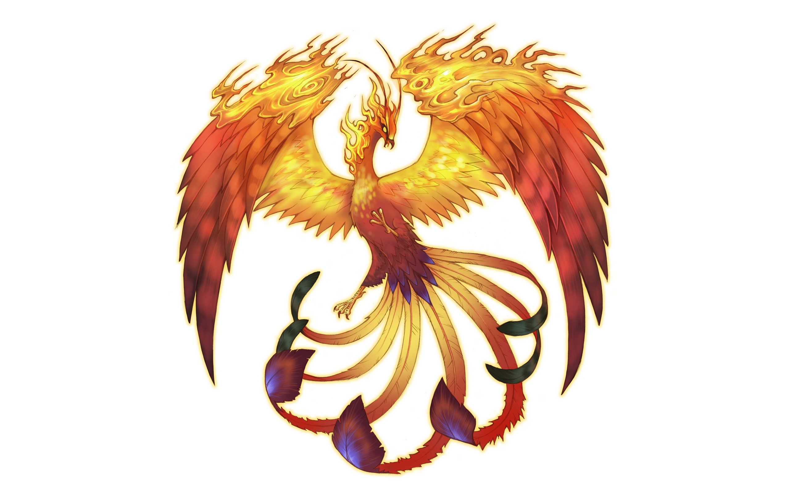 Fantasy desktop wallpaper with a majestic Phoenix - Spectral Souls.
