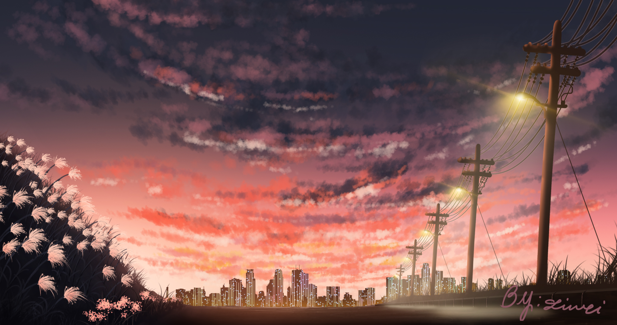 Download Light City Sunset Anime Original HD Wallpaper by liwei191