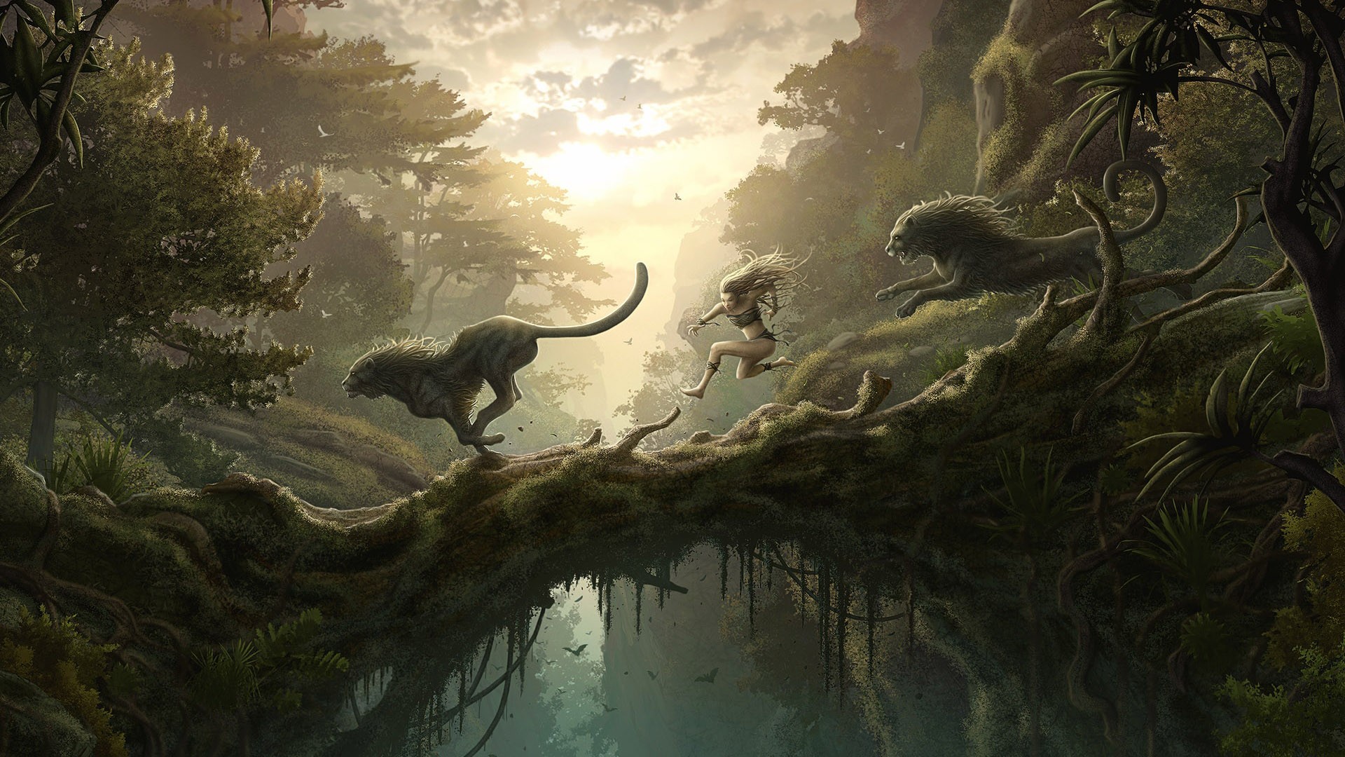 Fantasy landscape: One Amongst the Wilderness by Kerem Beyit - Desktop wallpaper.