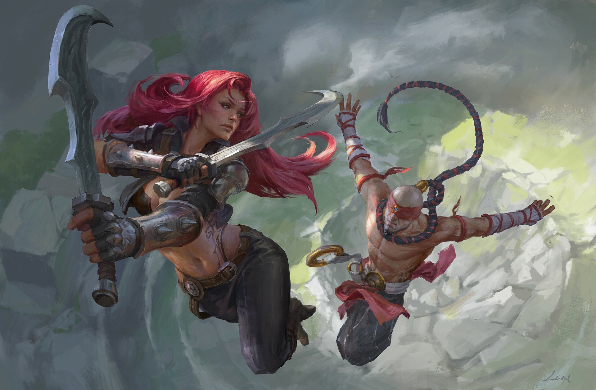 Download Lee Sin (League Of Legends) Katarina (League Of Legends) Video Game League Of Legends HD Wallpaper by Song Nan Li