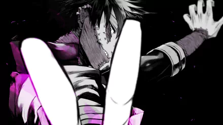 HD desktop wallpaper featuring Dabi from My Hero Academia, showcasing his intense expression and iconic scarred appearance against a dark background.