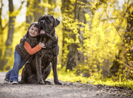  Little Girl Hugging her Huge Dog