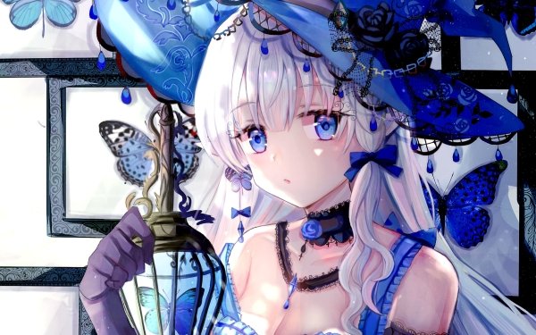 Anime Original White Hair Blue Eyes HD Wallpaper | Background Image