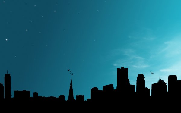 Artístico Ciudad CGI Noche Skyline Fondo de pantalla HD | Fondo de Escritorio