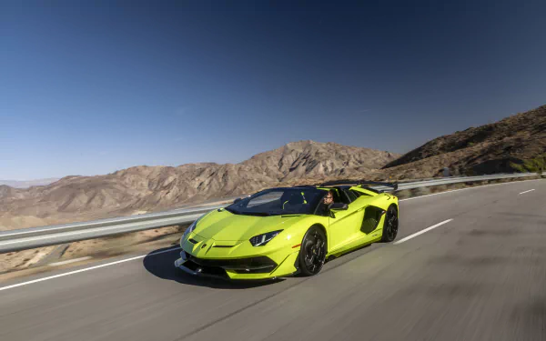 yellow car car Lamborghini Aventador supercar Lamborghini vehicle Lamborghini Aventador SVJ HD Desktop Wallpaper | Background Image