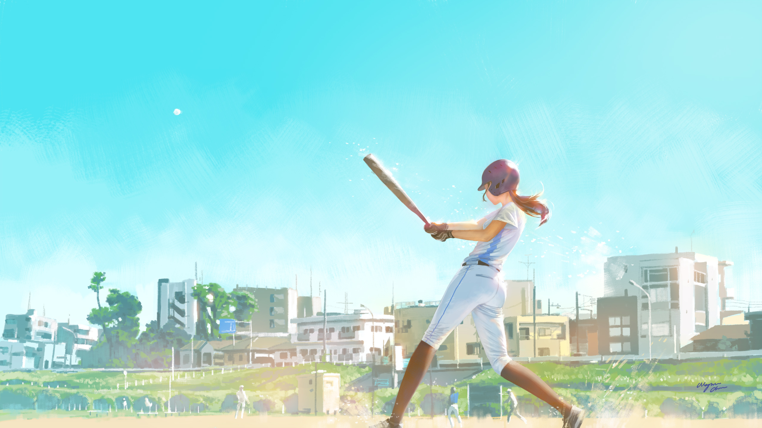 Girl playing baseball by 陳ギWayneChan
