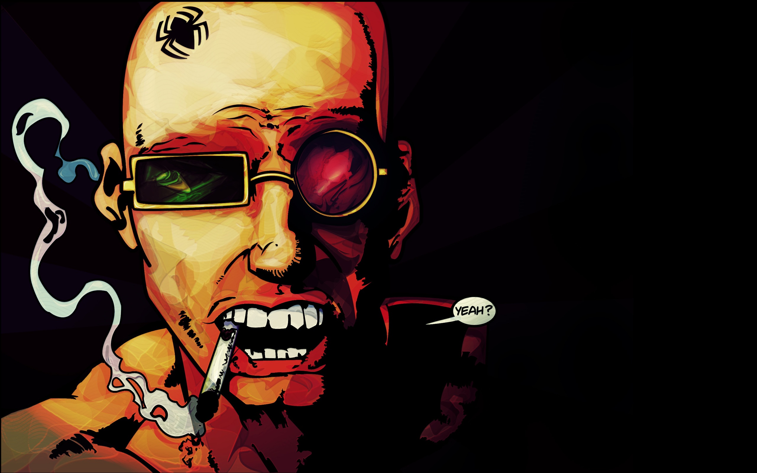 Spider Jerusalem, the iconic character from the comic series Transmetropolitan, depicted on a desktop wallpaper. #Comics #Transmetropolitan #SpiderJerusalem