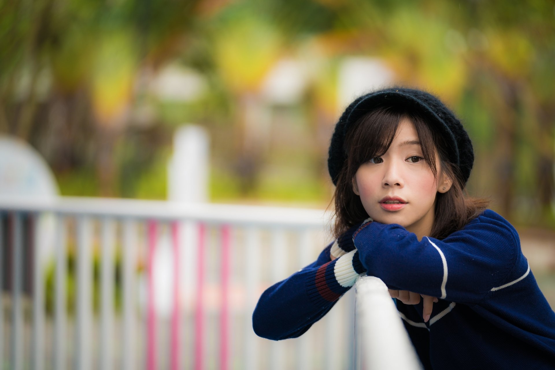 Download Brunette Depth Of Field Cap Woman Asian 4k Ultra HD Wallpaper