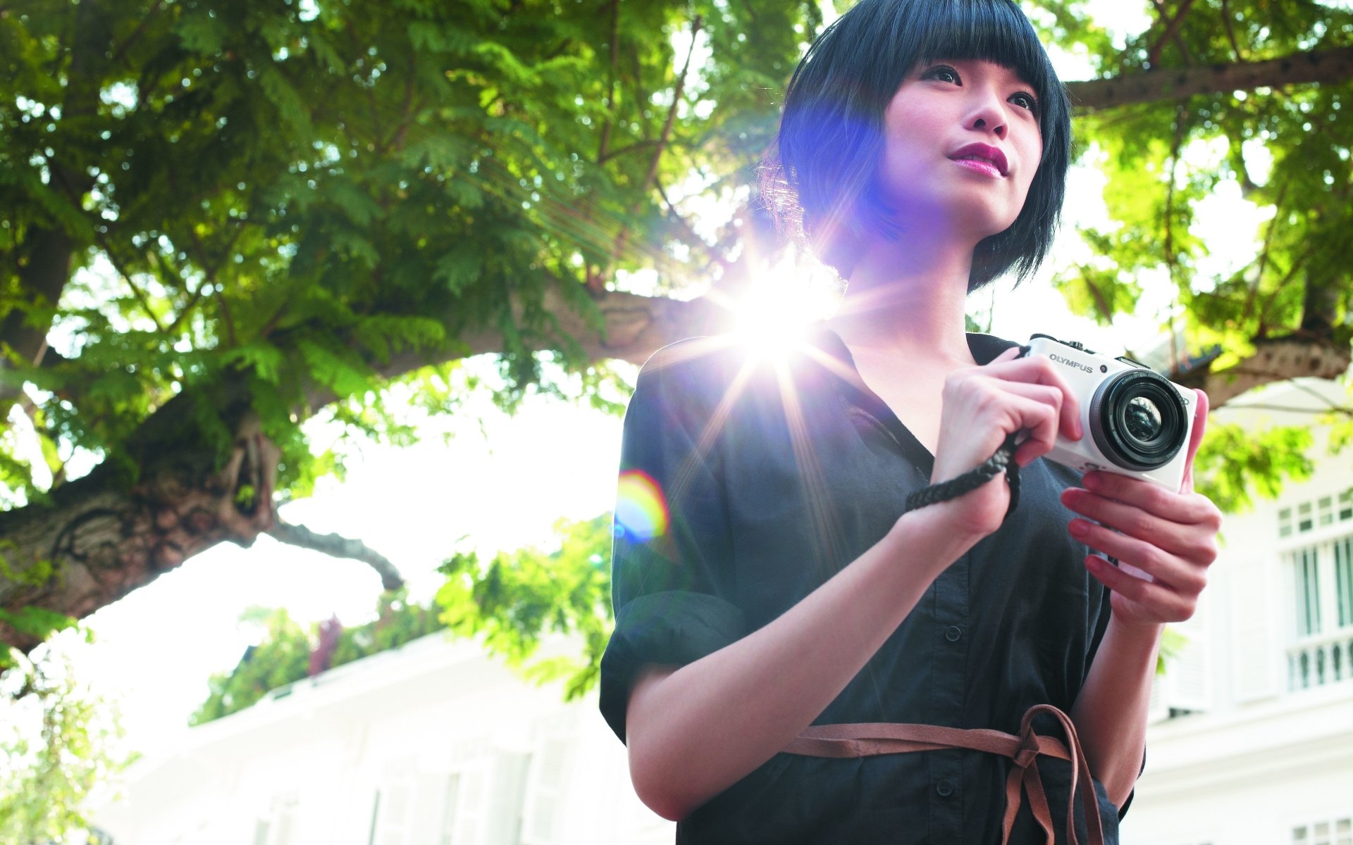 Download Blue Hair Short Hair Camera Model Olympus Woman Asian 4k Ultra HD Wallpaper