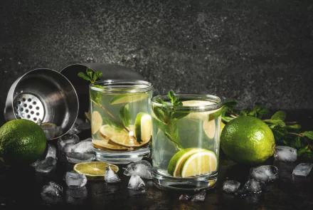 glass still life ice cube mojito mint lime food drink HD Desktop Wallpaper | Background Image