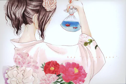 Mei Tachibana flower Anime Say 'I Love You' HD Desktop Wallpaper | Background Image