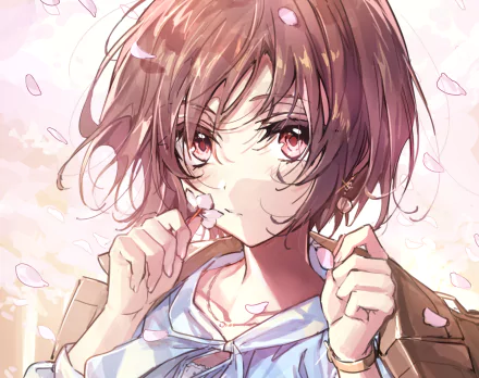 brown hair flower Anime Original HD Desktop Wallpaper | Background Image