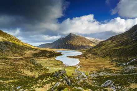 nature lake snowdonia Wales mountain cloud landscape HD Desktop Wallpaper | Background Image