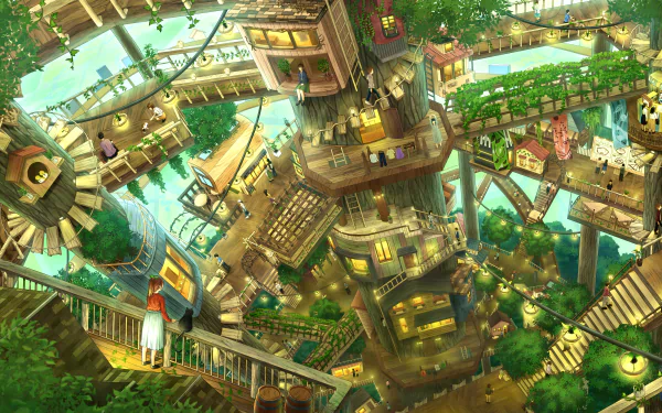 treehouse Anime Original HD Desktop Wallpaper | Background Image