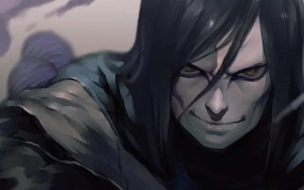 HD desktop wallpaper featuring Orochimaru from the anime Naruto, showcasing a close-up of his intense and menacing expression.