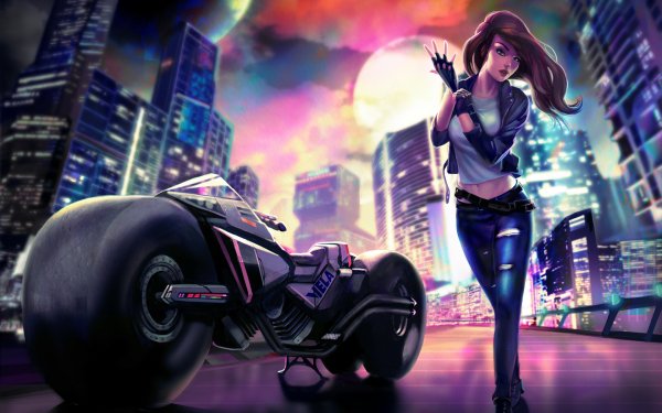 Sci Fi Women Futuristic Vehicle Motorcycle Brown Hair HD Wallpaper | Background Image