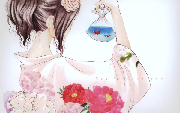 Mei Tachibana flower Anime Say 'I Love You' HD Desktop Wallpaper | Background Image