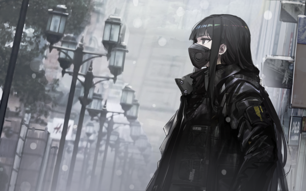 Anime Original Black Hair Mask HD Wallpaper | Background Image