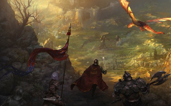 Fantasy Battle Warrior Dragon HD Wallpaper | Background Image