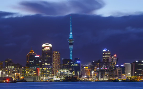 building New Zealand skyscraper city night man made Auckland HD Desktop Wallpaper | Background Image