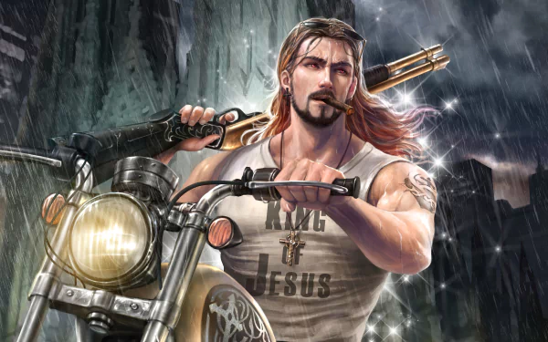 cigar shotgun biker fantasy warrior fantasy warrior HD Desktop Wallpaper | Background Image