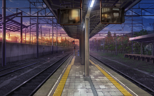 Anime Waiting in the Summer Train Station HD Wallpaper | Background Image