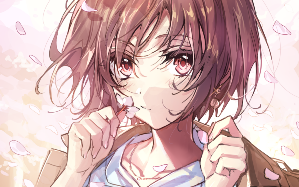 Anime Original Flower Brown Hair HD Wallpaper | Background Image