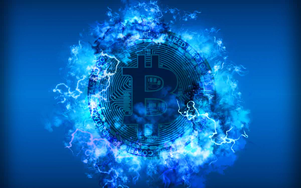 cryptocurrency blue technology bitcoin HD Desktop Wallpaper | Background Image