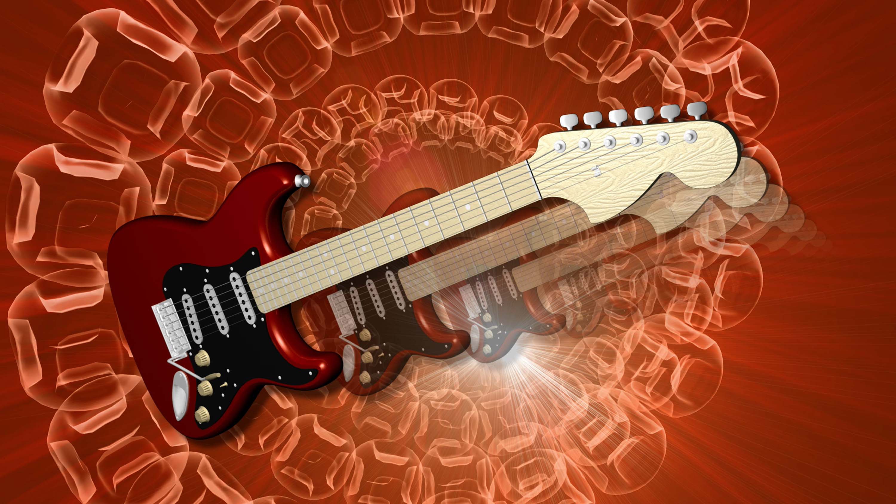 Red Artistic Electric Guitar by Tomislav Jakupec
