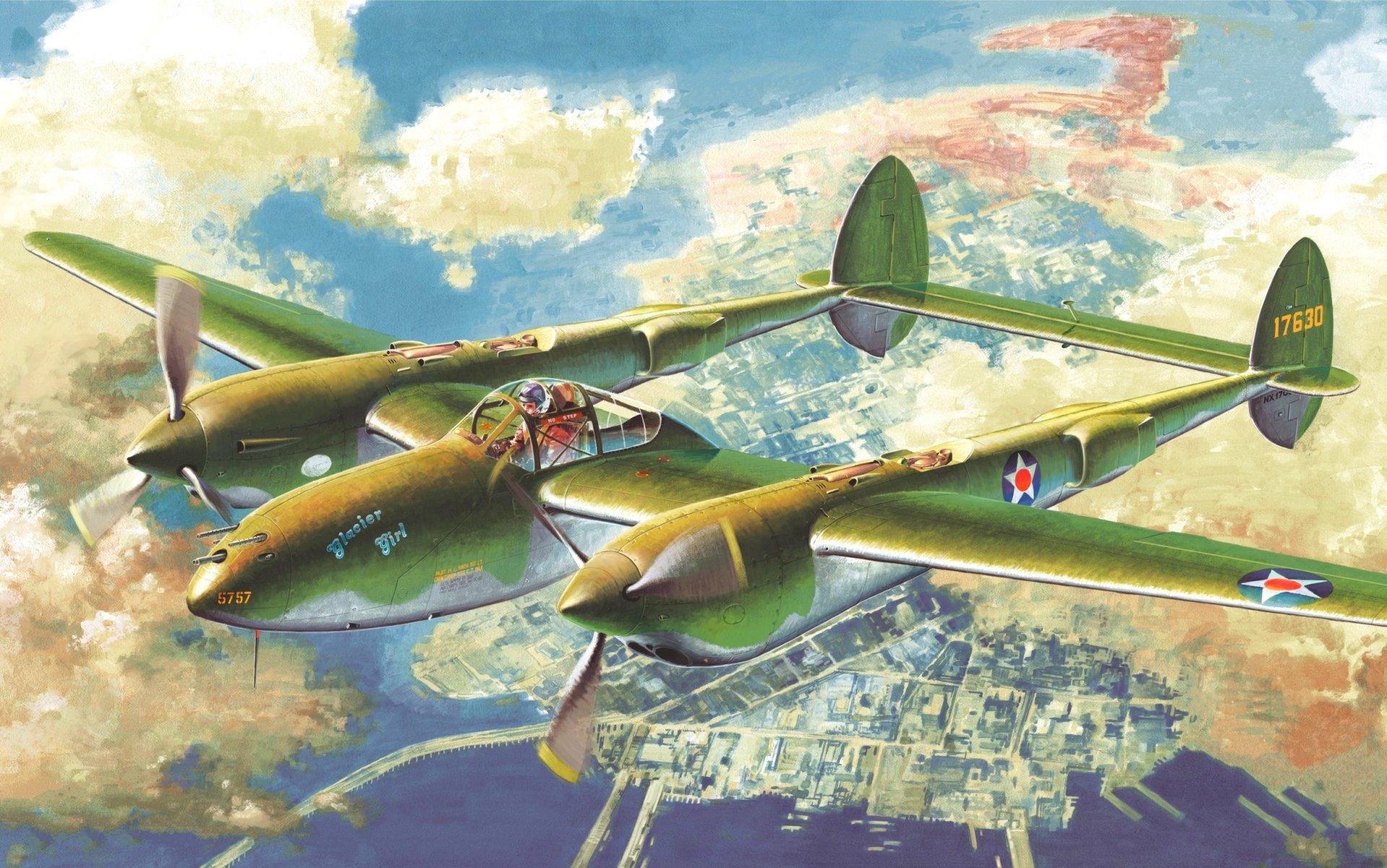 Download Warplane Aircraft Military Lockheed P-38 Lightning HD Wallpaper