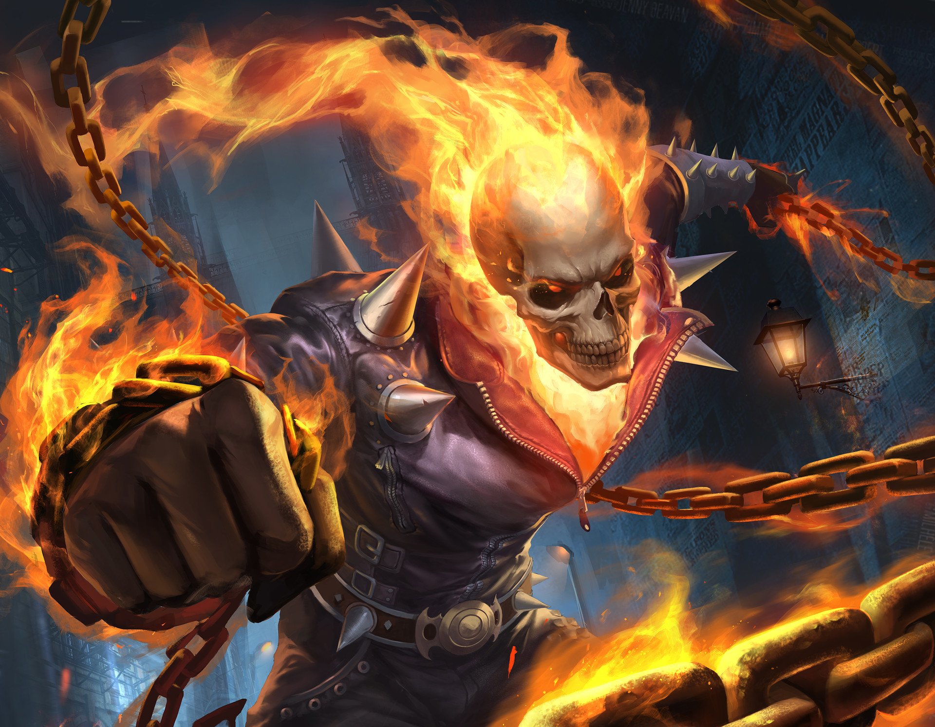 Download Skull Comic Ghost Rider HD Wallpaper by Gary Fu