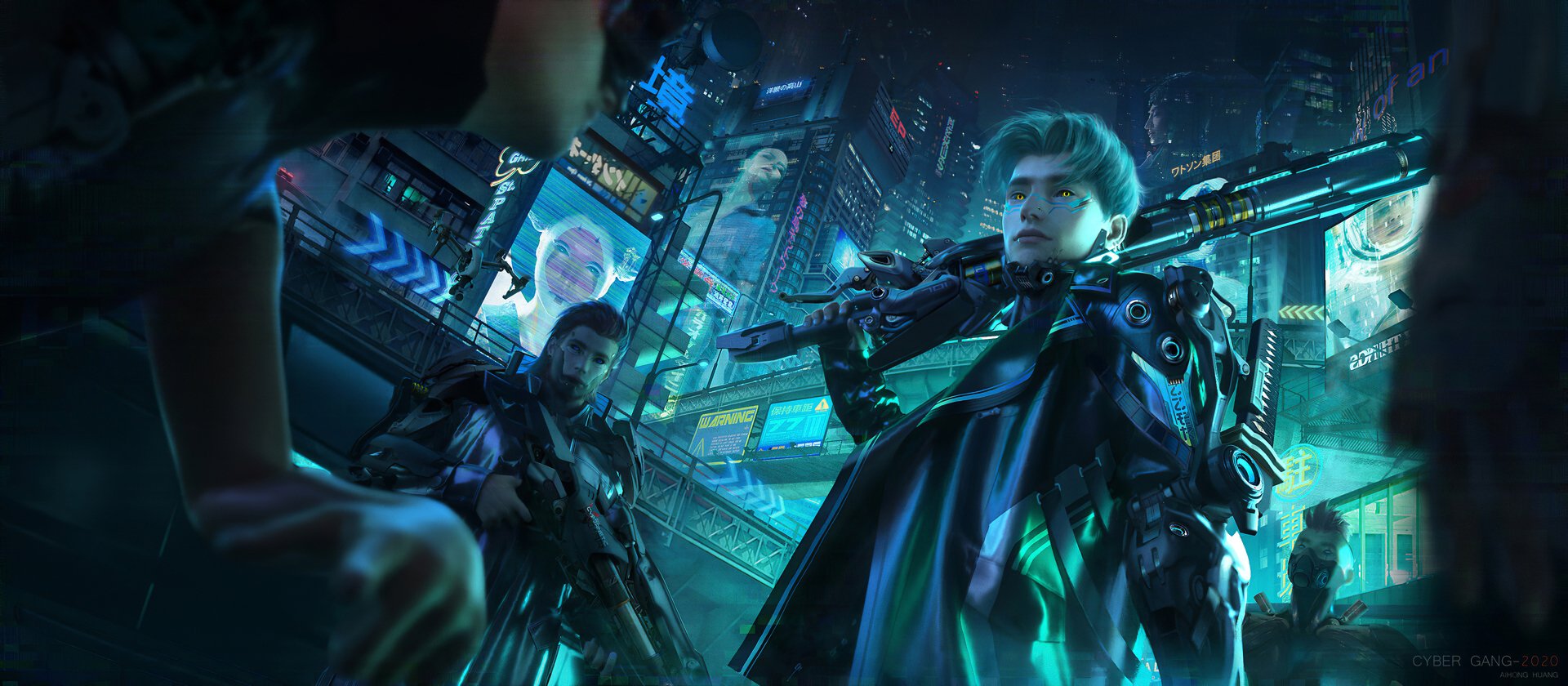 Neon Vanguard: Futuristic Cyberpunk Weapon HD Wallpaper by AIHONG HUANG ...