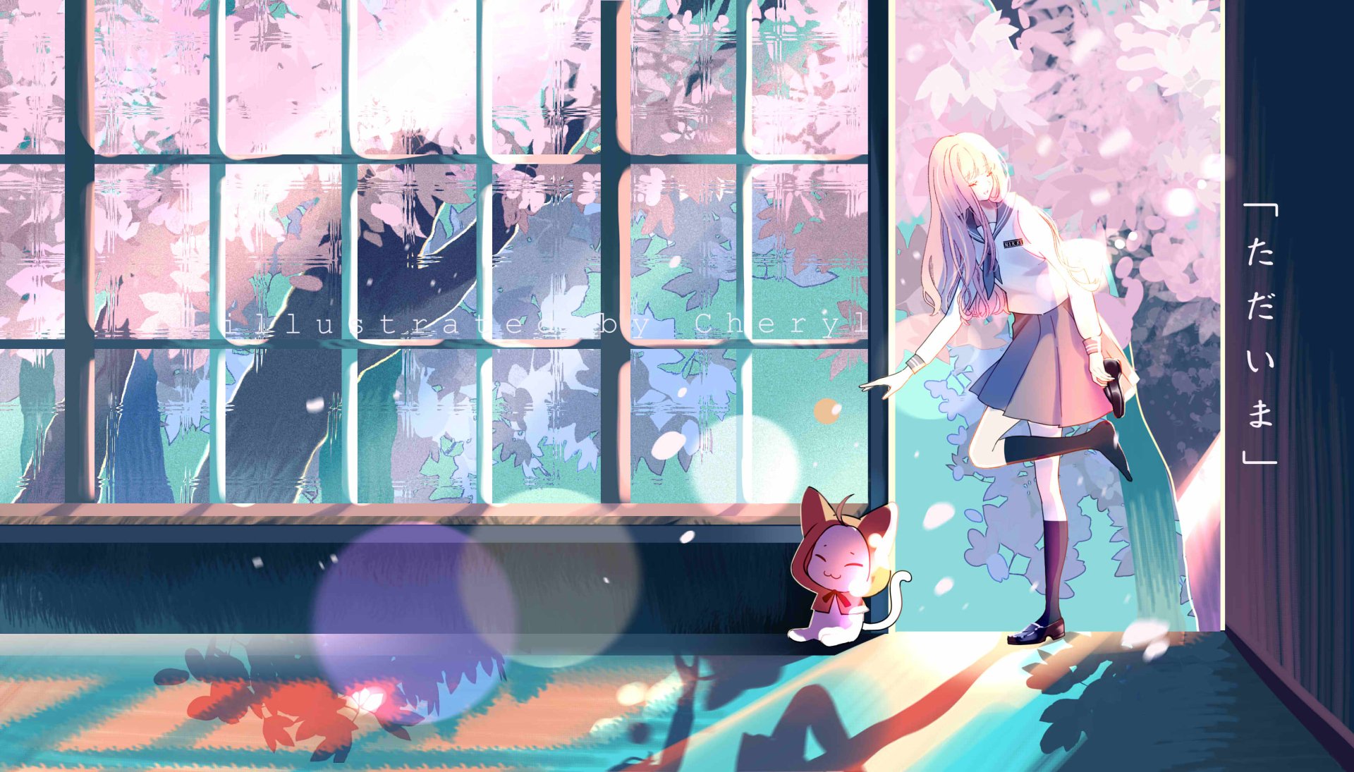 Download Long Hair Anime Original HD Wallpaper by cheryl黑猫橘子