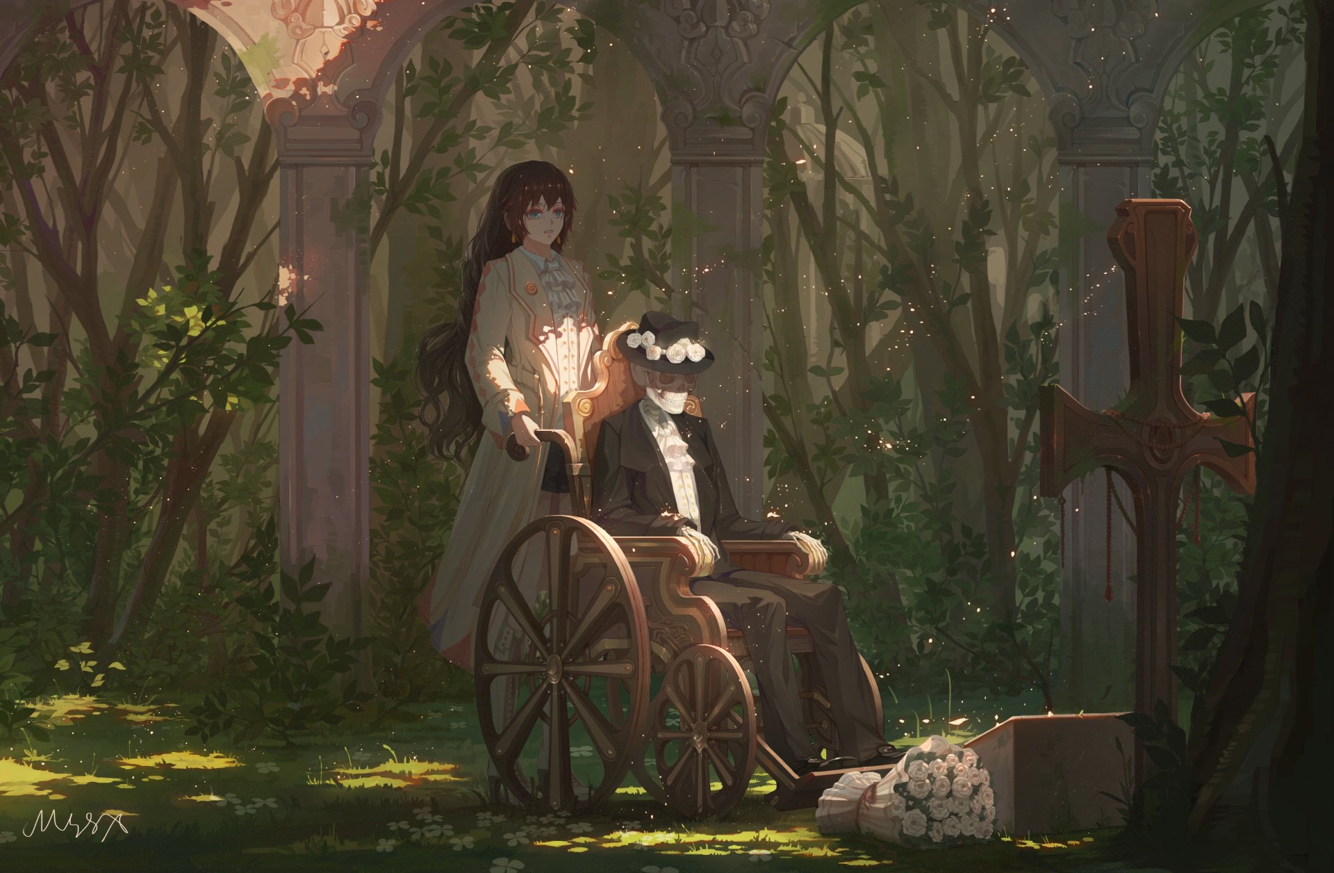 Download Skeleton Long Hair Anime Woman 4k Ultra HD Wallpaper by 妙上三筱