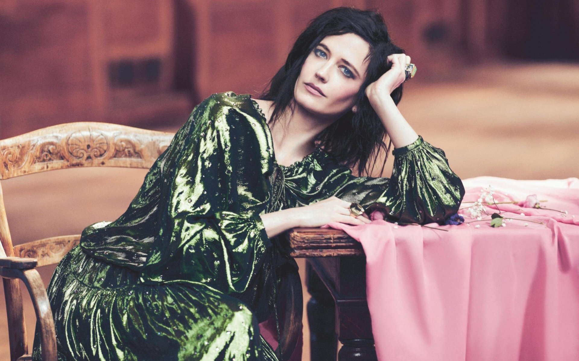 Download Blue Eyes Black Hair French Actress Dress Celebrity Eva Green HD  Wallpaper | 2000x1249 | Wallpaper Abyss