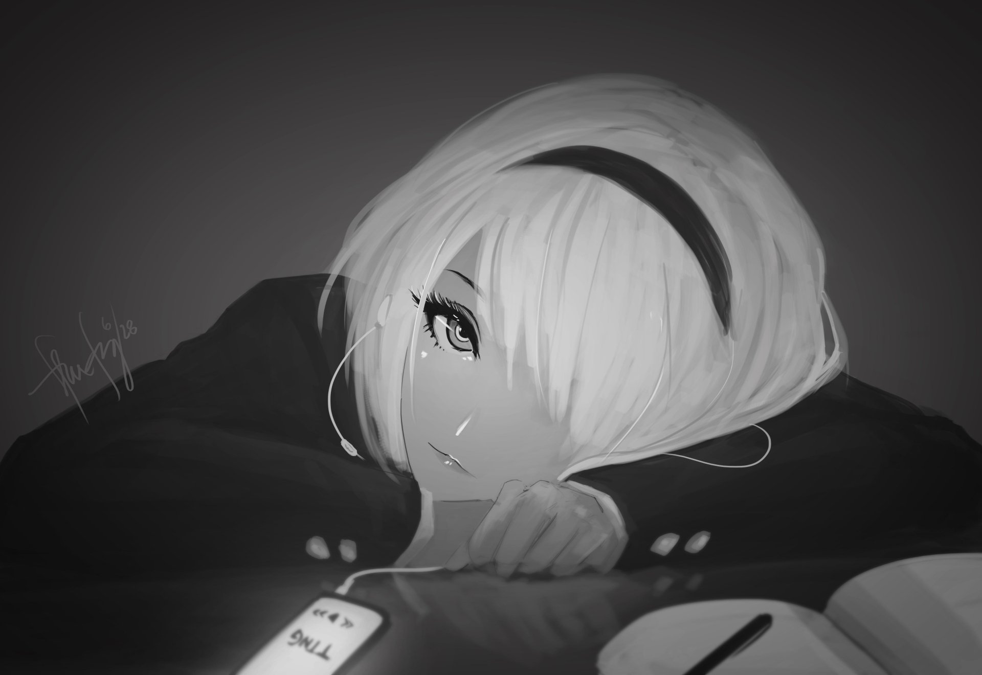 A striking 4K Ultra HD wallpaper featuring YoRHa No.2 Type B from the video game NieR: Automata, showcasing intricate details and a captivating character expression.