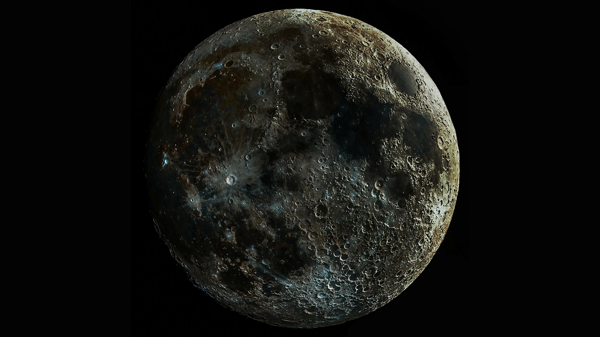 4K Ultra HD PC desktop wallpaper featuring a detailed, close-up view of the moon's textured surface against a black background, highlighting natural lunar features.