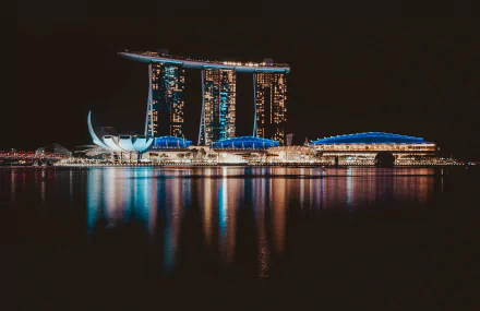 night water Singapore man made Marina Bay Sands HD Desktop Wallpaper | Background Image
