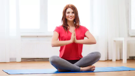 smile redhead woman yoga HD Desktop Wallpaper | Background Image