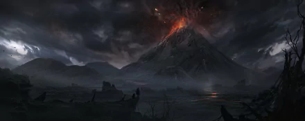 volcano Mordor fantasy The Lord Of The Rings HD Desktop Wallpaper | Background Image